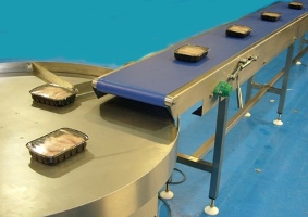 Food Conveyor with a Rotary Table feed
